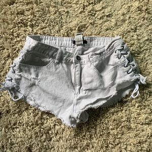Forever 21 White Jean Shorts with Ties